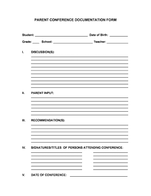 PARENT CONFERENCE DOCUMENTATION FORM