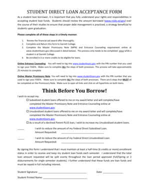 Student Direct Loan Acceptance Form