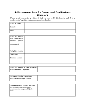 Self-Assessment Form for Caterers and Food Business Operators