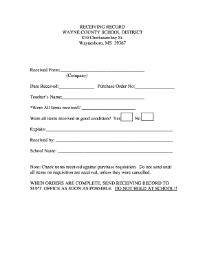 Wayne County School District Receiving Record