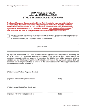 Mississippi Ethics in Data Collection Form