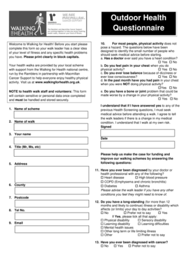 Walking for Health Questionnaire