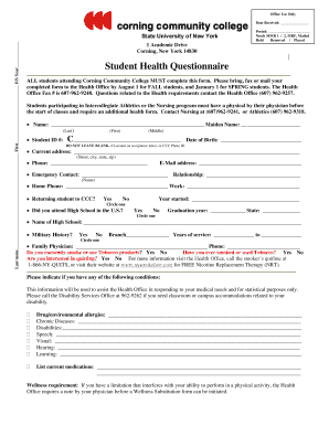 Student Health Questionnaire