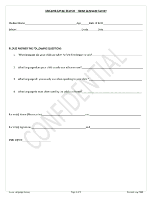 McComb School District Home Language Survey