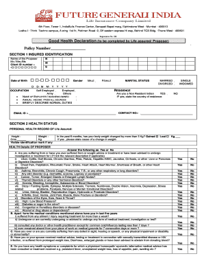 Good Health Declaration Form