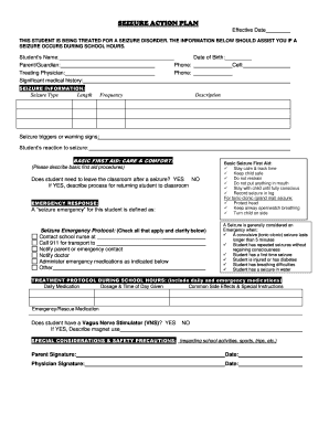Seizure Action Plan for Students