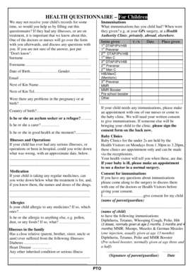 Health Questionnaire for Children