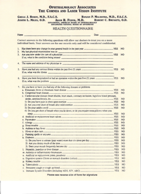 Ophthalmology Health Questionnaire