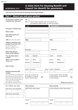 UK Housing Benefit and Council Tax Benefit Claim Form