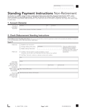 Standing Payment Instructions Non-Retirement