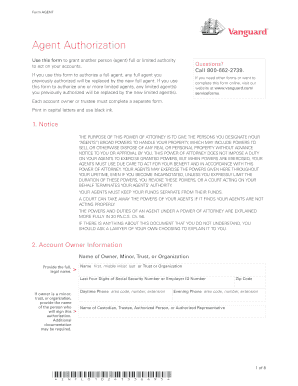 Vanguard Agent Authorization Form