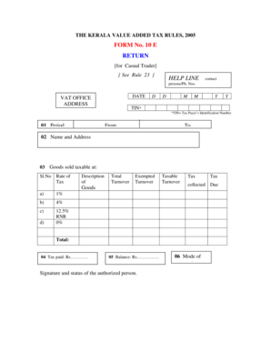 Kerala VAT Return Form 10E
