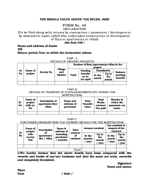 Kerala Value Added Tax Form 49