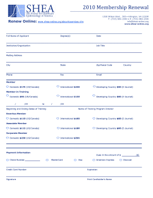 2010 Membership Renewal Form