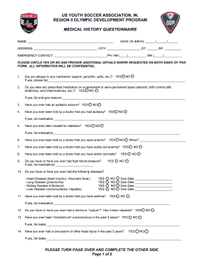 Medical History Questionnaire