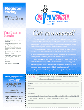 US Youth Soccer Coaches Connection Registration Form