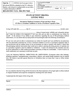 West Virginia Living Will