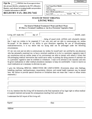 West Virginia Living Will