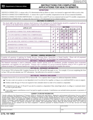 VA Form 10-10EZ Application for Health Benefits