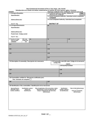 EU Pet Movement Certificate