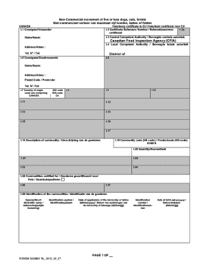 Canada EU Pet Movement Certificate