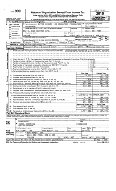 Form 990 Return of Organization Exempt From Income Tax 2010