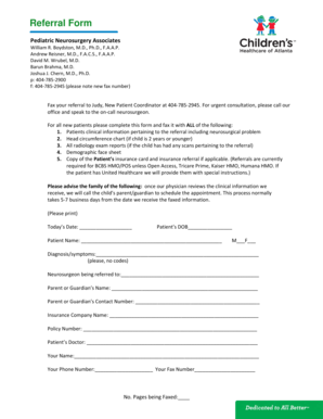 Pediatric Neurosurgery Referral Form