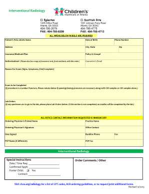 Interventional Radiology Patient Information Form