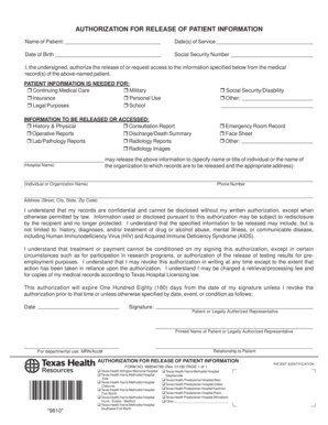 Authorization for Release of Patient Information