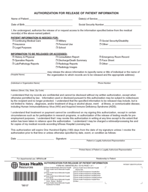 Authorization for Release of Patient Information