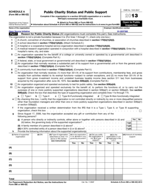 Schedule A Public Charity Status and Public Support Form 990