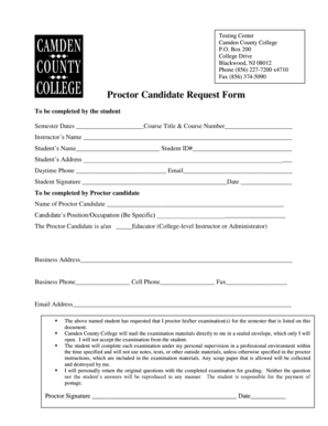 Proctor Candidate Request Form