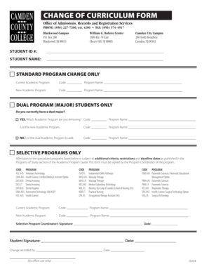 Change of Curriculum Form