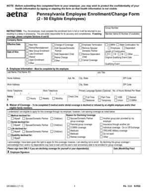 Pennsylvania Employee Enrollment/Change Form