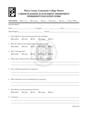 Workshop Evaluation Form