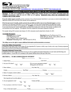 Residency Petition for Change of Billing Status