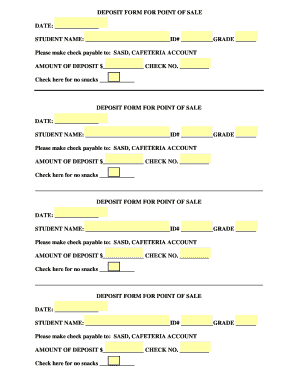 Deposit Form for Point of Sale
