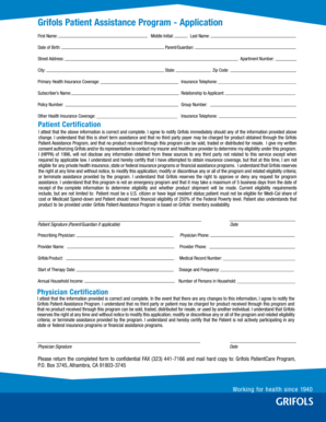 Grifols Patient Assistance Program Application