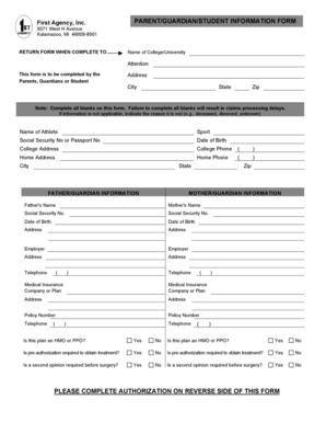 Parent/Guardian/Student Information Form