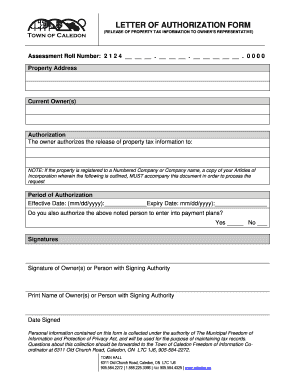 Letter of Authorization for Property Tax Information Release