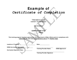 Certificate of Completion