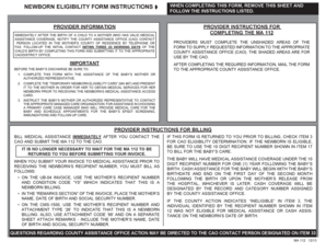 Newborn Eligibility Form MA 112