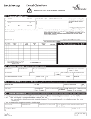 Canadian Dental Claim Form
