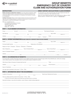 Emergency Out of Country Claim and Authorization Form
