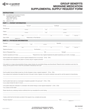 Migraine Medication Supplemental Supply Request Form