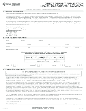Direct Deposit Application for Health Care/Dental Payments