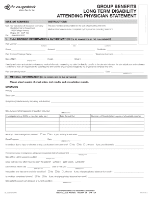 Attending Physician Statement for Long Term Disability