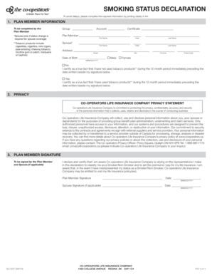 Smoking Status Declaration Form
