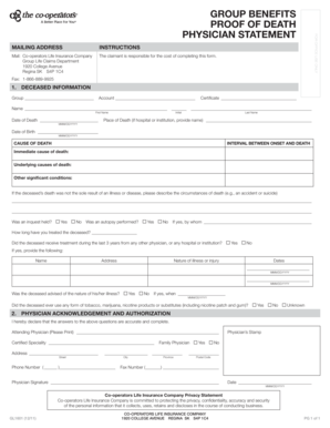 Proof of Death Physician Statement