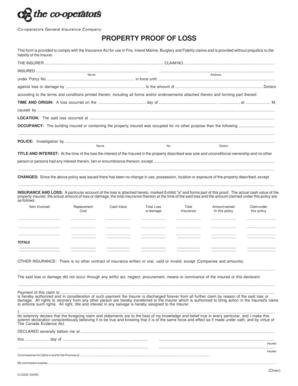 Property Proof of Loss Form